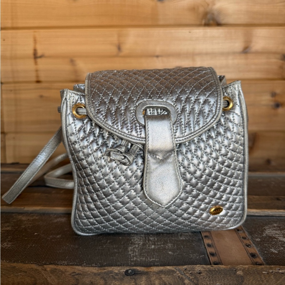Bally VINTAGE Matelasse Quilted Metallic Mini Backpack w/Authenticity Cards